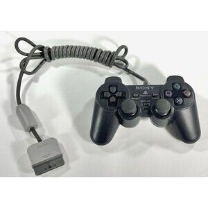 Sony Playstation PS1 OEM Black Analog Wired Controller SCPH-1200 Tested
